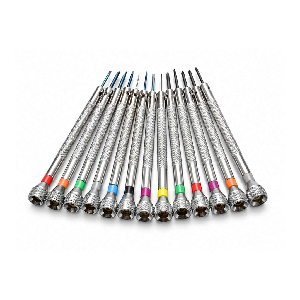 13PCS/Set 0.6-2.0mm Slotted Cross Screwdriver Set Professional Watchmakers Watch Repair Screwdrivers Tool Kit