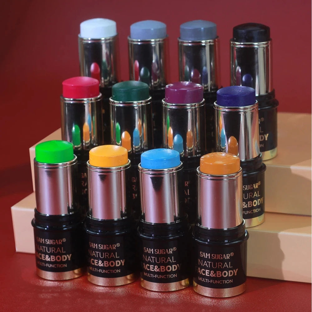 12 Colors Black White Halloween Makeup Waterproof Face Body Paint Stick Neon Colorful Blue Green Yellow Face Paint Cosmetics