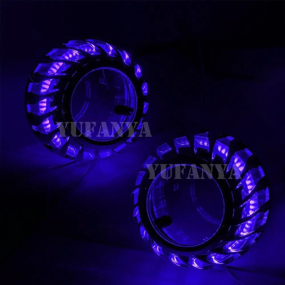2 Pcs LED Angel Eyes Turbine Halo Rings Shrouds Mask For 2.5 inch Bi-xenon HID Projector Lenses Headlight H4 H7 Tuning