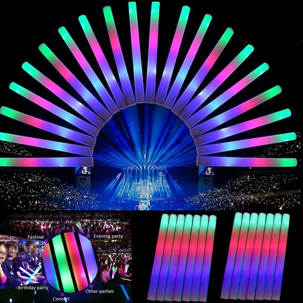 Glow Sticks Bulk 102Pack LED Light Up Foam Sticks 3 Modes Color Flashing,Glow Party Supplies for Wedding Birthday Concert