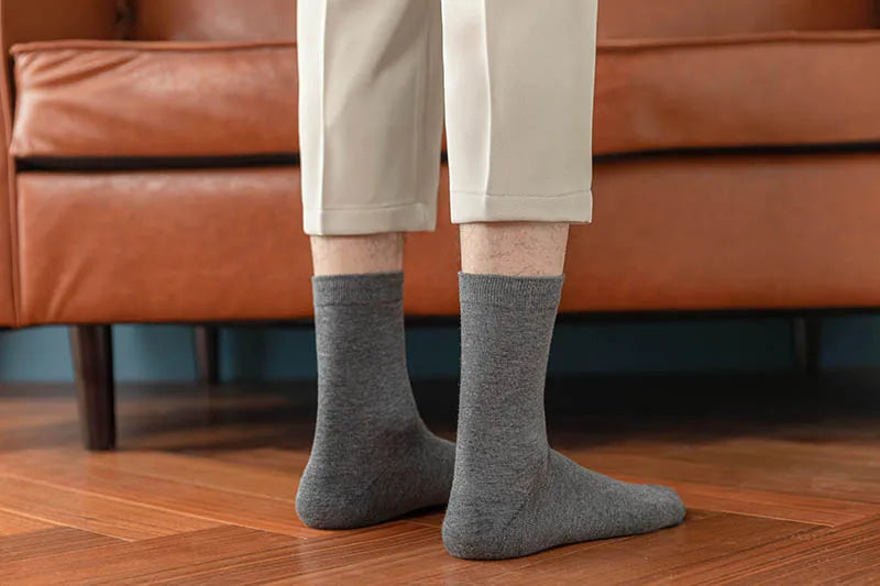 10-Pack Men's Cotton Dress Socks, Soft Breathable Business Crew Socks, US Size 6-10