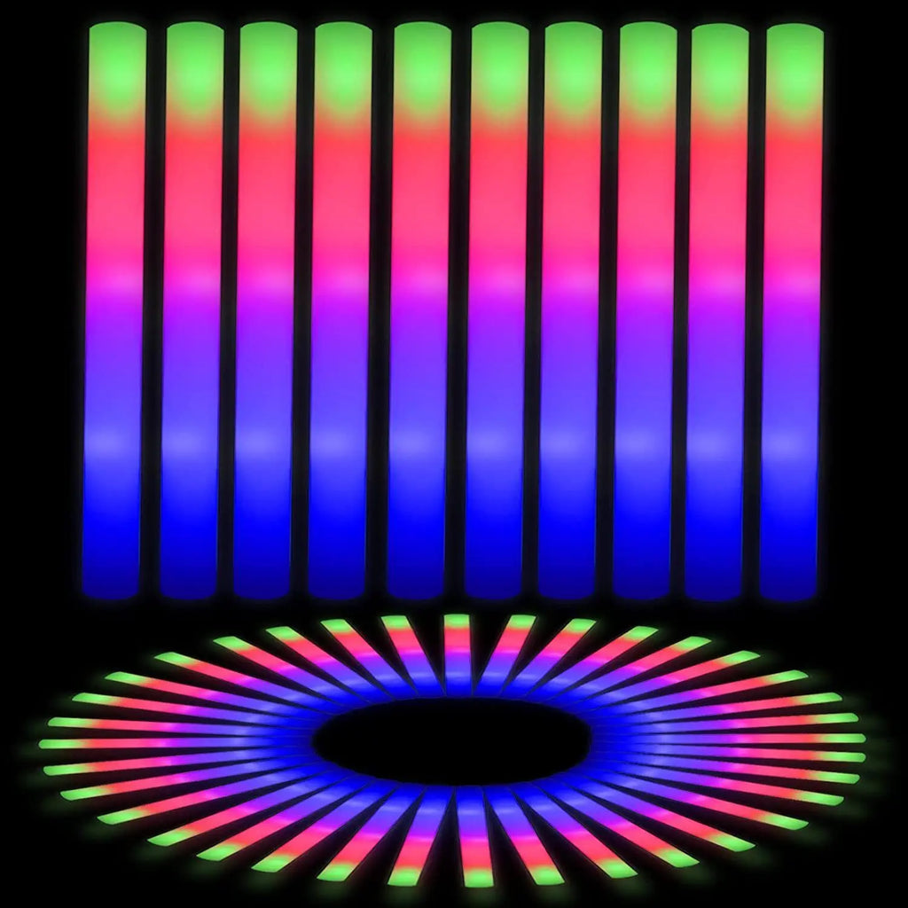 Glow Sticks Bulk 102Pack LED Light Up Foam Sticks 3 Modes Color Flashing,Glow Party Supplies for Wedding Birthday Concert
