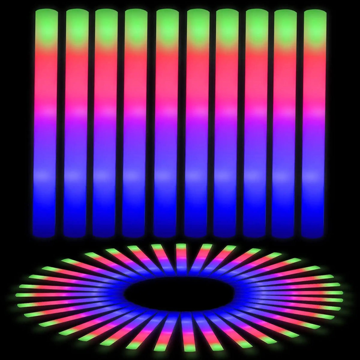 Glow Sticks Bulk 102Pack LED Light Up Foam Sticks 3 Modes Color Flashing,Glow Party Supplies for Wedding Birthday Concert
