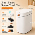 Smart Trash Can with Auto-Lining, Touchless Sensor Garbage Bin + Free Drawstring Bags, No-Mess Pull & Lift Wastebasket