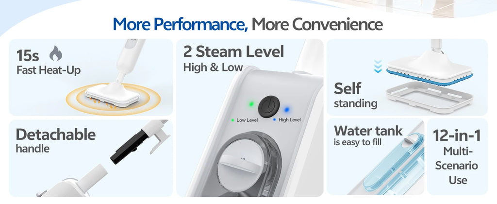 INSE 6-in-1 Steam Mop, High-Temperature Floor Steam Cleaner with Detachable Handheld Unit