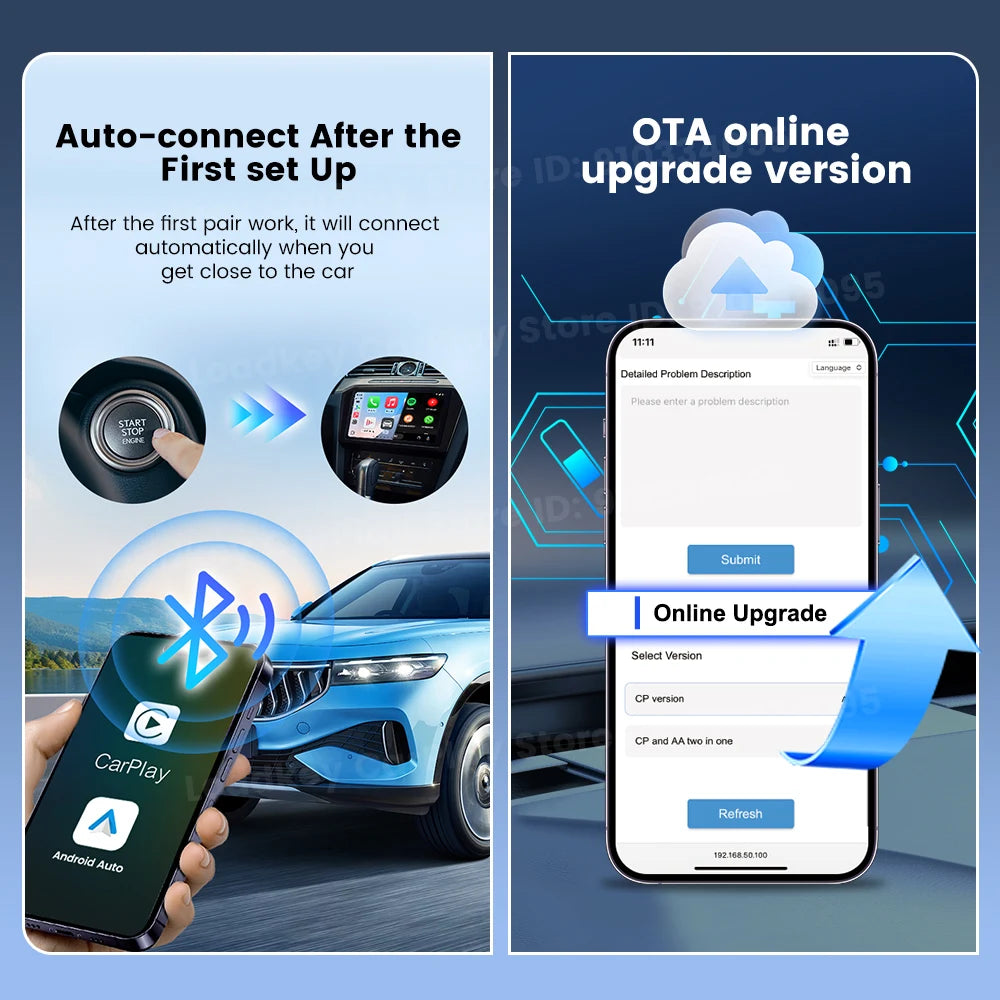 New CarlinKit Mini Ultra3 Wireless CarPlay Adapter Android Auto Wireless Dongle 2-In-1 Wireless Adapter Auto Connect 5.8G Wifi