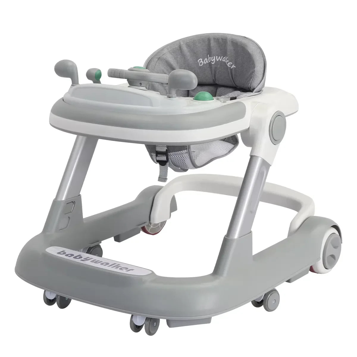 2 in 1 Baby Push Walker and Activity Walker with Removable Feeding Tray and Music Tray, Batteries Not Included