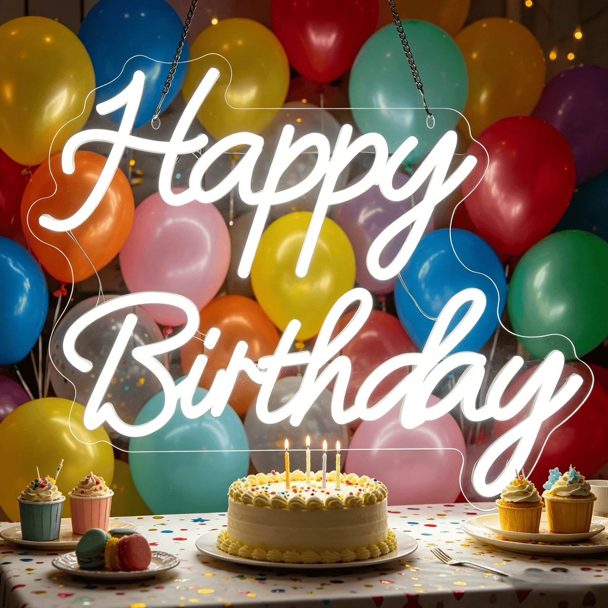 Happy Birthday LED Neon Sign, USB Powered