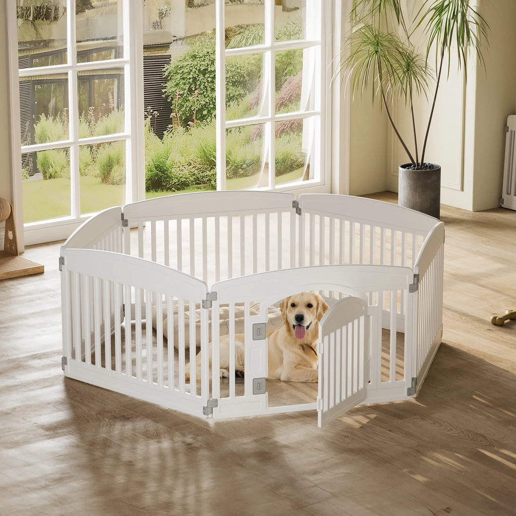 Plastic Dog Playpen 6 Panel 24IN Expandable Durable Pet Fence for Medium Dogs, Indoor Outdoor Folding Portable Puppy Playpen