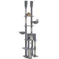 Cactus Cat Tree Floor to Ceiling Cat Tower 7 Tiers Cat Climbing Tree with Cozy Hammocks and Condos 5 Platforms Scratching Posts