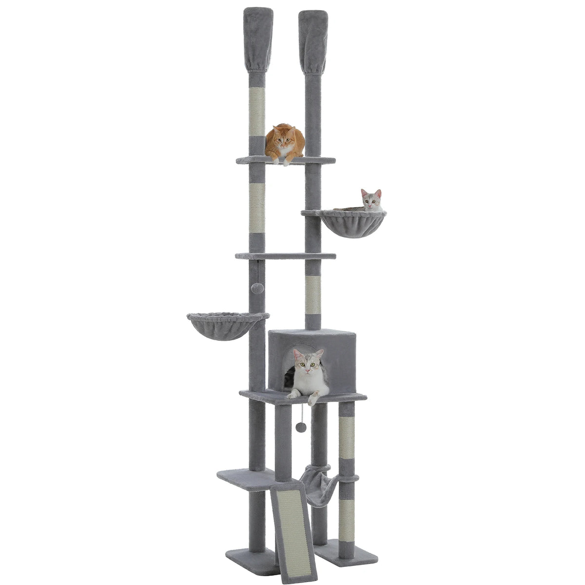 Cactus Cat Tree Floor to Ceiling Cat Tower 7 Tiers Cat Climbing Tree with Cozy Hammocks and Condos 5 Platforms Scratching Posts