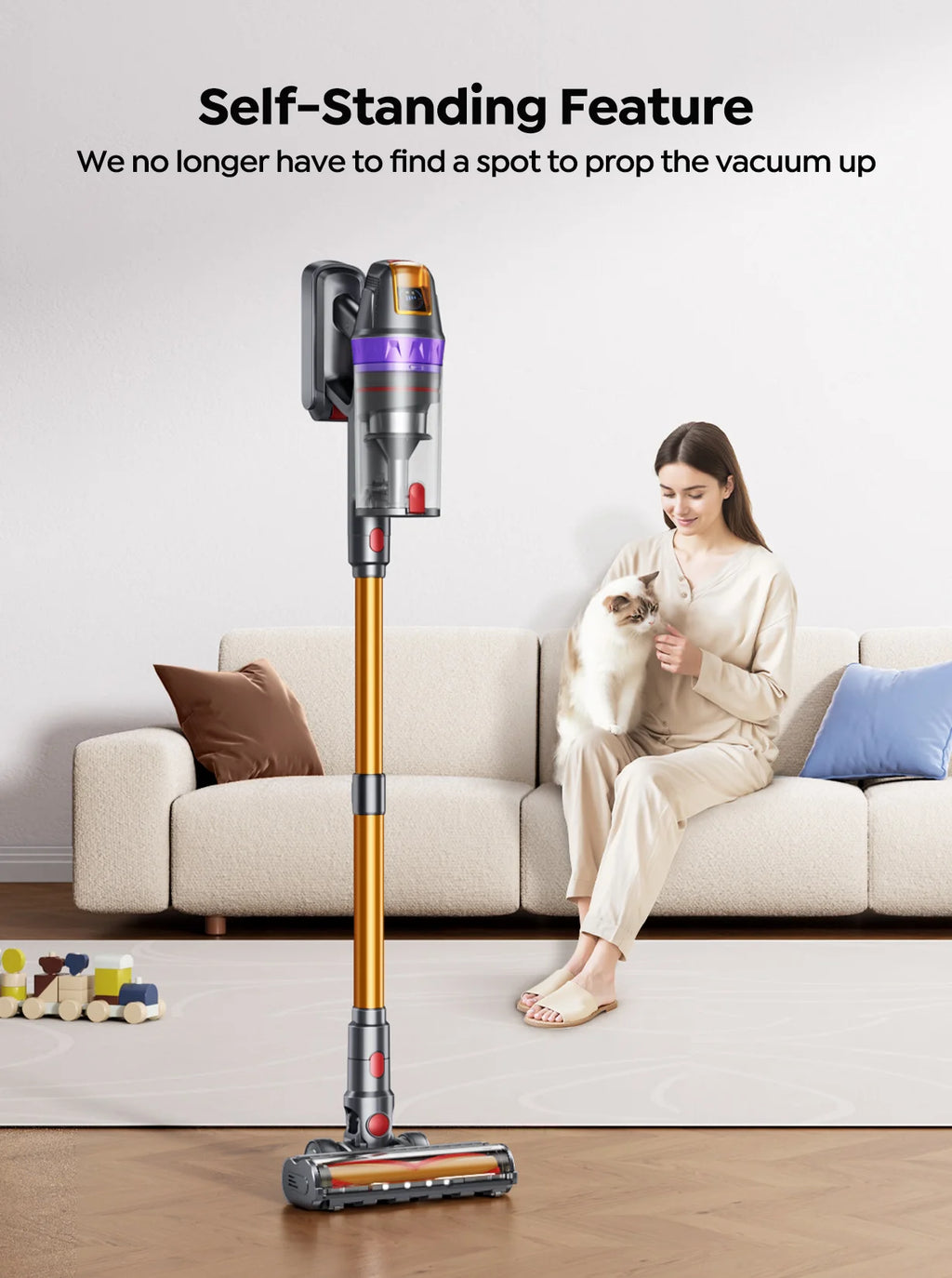 BUTURE VC90 600W 65KPA Suction Power Cordless Vacuum Cleaner Handheld smart Home appliance Removable Battery Mite removal brush