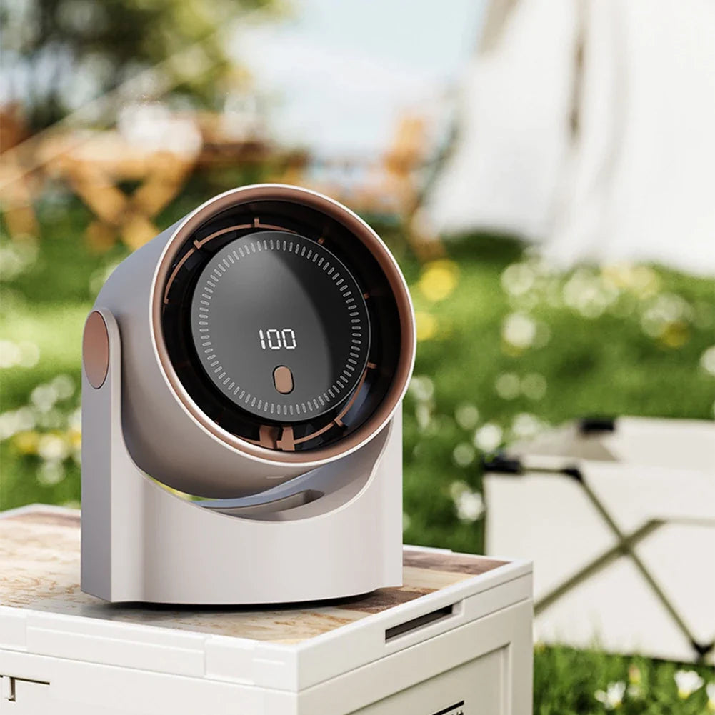 100 Level Bladeless Fan 4000mA Rechargeable Portable Desk Fan Digital Display High-speed Circulating Cooling Fan for Home Office