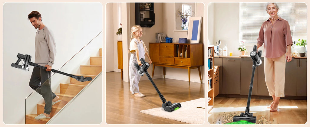 Cordless Vacuum Cleaner, 55Kpa/55min Self-Standing Powerful Stick Lightweight Vacuum Cleaner for Home Fur/Hard Floor/Rug