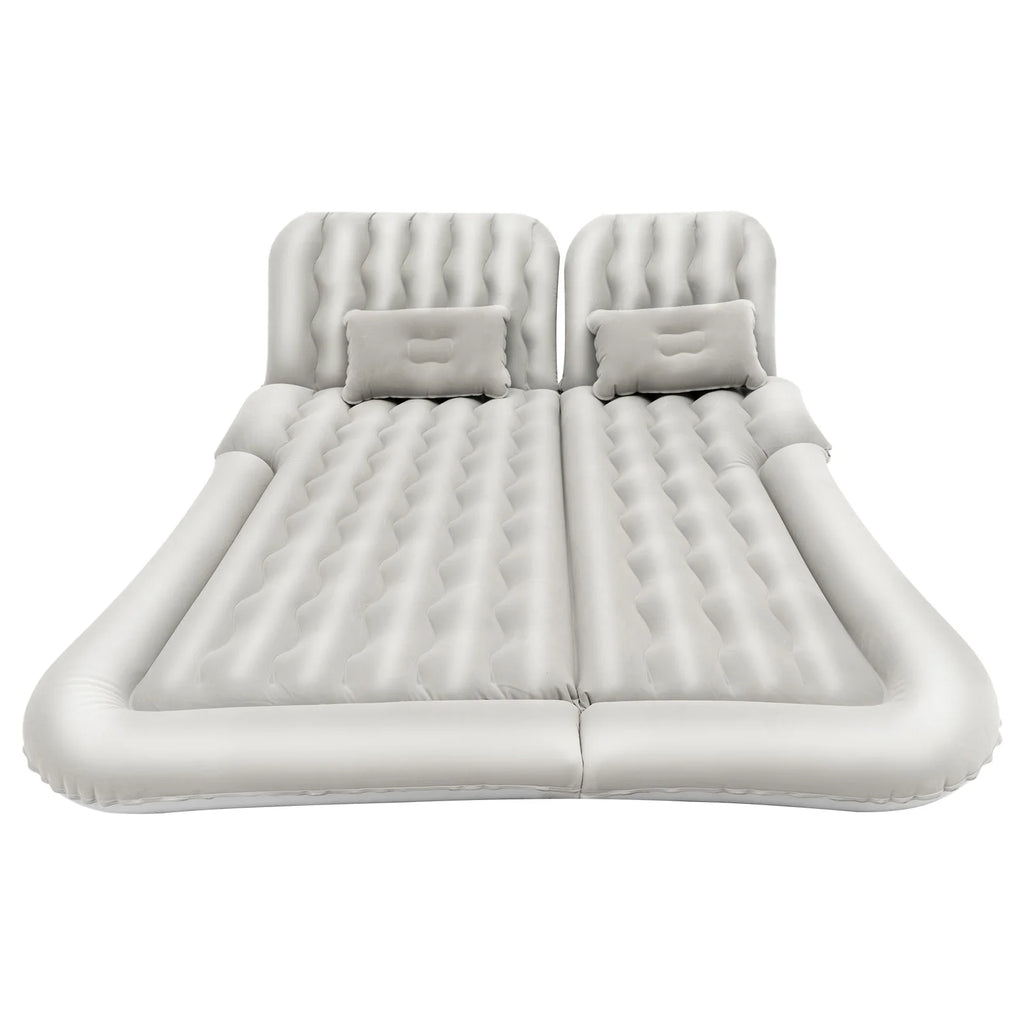 Inflatable Car Back Seat Air Mattress, Foldable Flocked Travel Bed with Pump