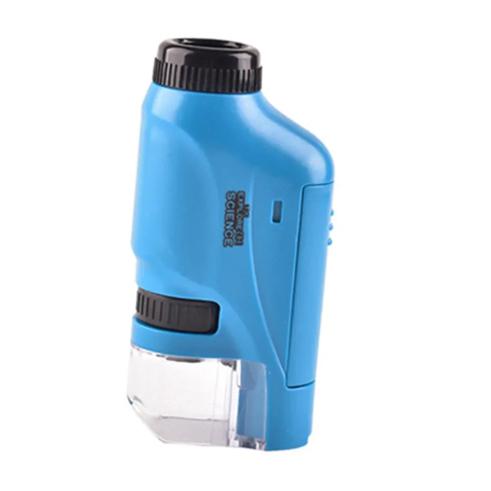 Mini Microscope Kit with LED Light Learning Science Microscope Battery Powered Portable Mini Microscope Outdoor Children Toy