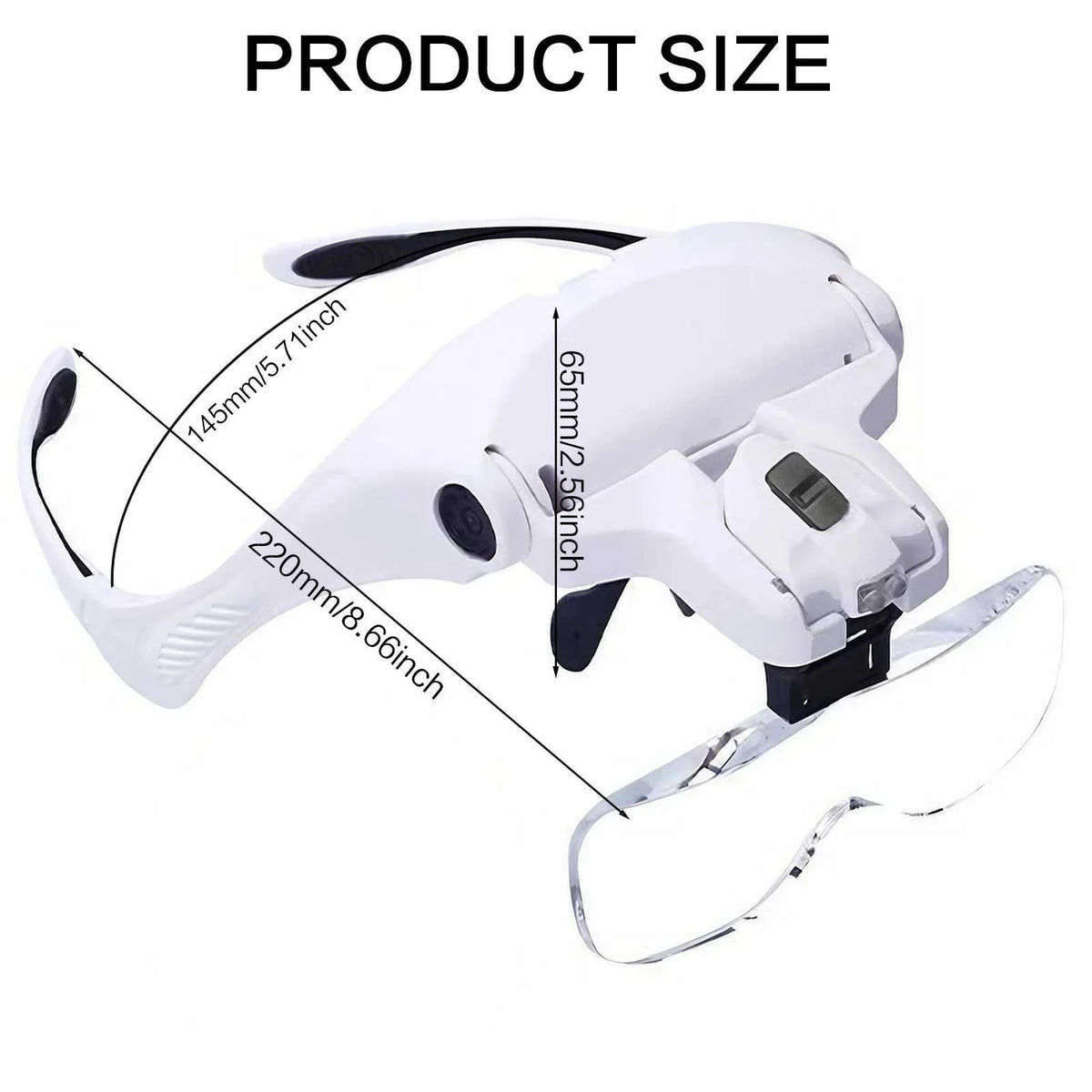 LED Head Magnifier with 5 Lenses 10X to 35X Adjustable Focus Hands Free Loupe for Precise Work Ideal for Crafts and Close Detail Magnification Glasses for Hobbyists and Professionals Lightweight Comfortable Wear