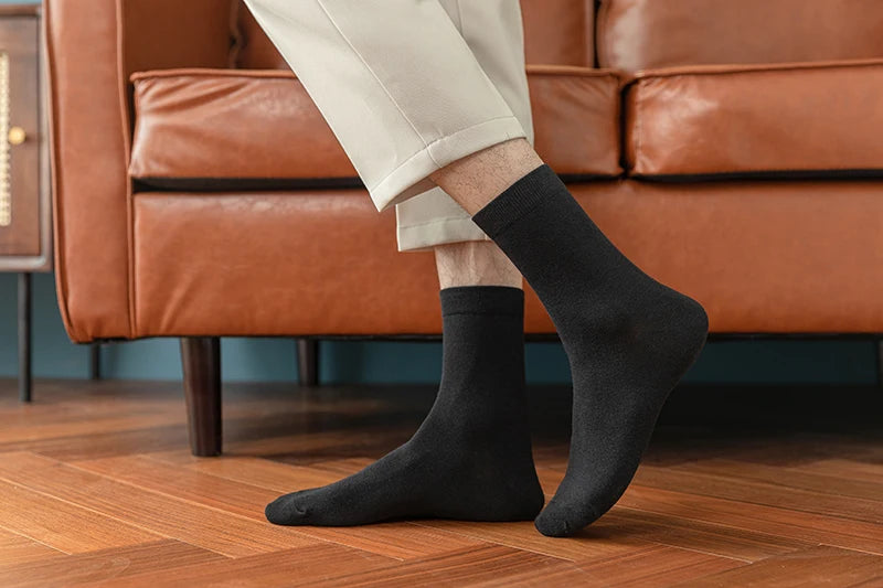 10-Pack Men's Cotton Dress Socks, Soft Breathable Business Crew Socks, US Size 6-10
