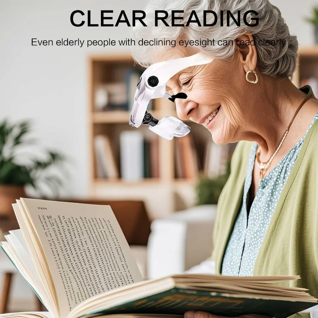 LED Head Magnifier with 5 Lenses 10X to 35X Adjustable Focus Hands Free Loupe for Precise Work Ideal for Crafts and Close Detail Magnification Glasses for Hobbyists and Professionals Lightweight Comfortable Wear
