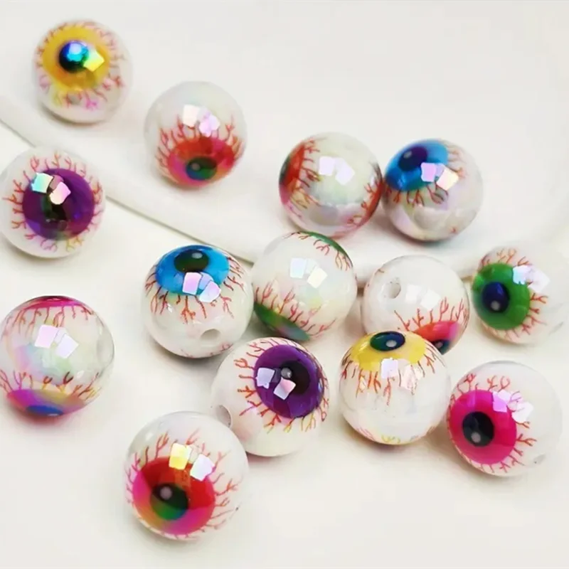 10-Piece 16mm Evil Eye Acrylic Beads, Mixed Color Spacer Beads for DIY Jewelry
