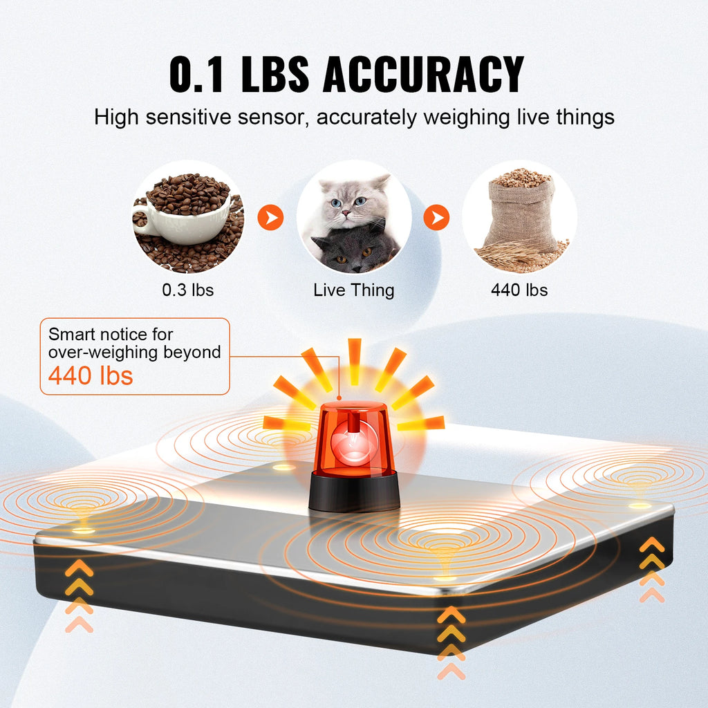 440lb Digital Shipping Scale with Timer and Tare, Portable Postal Package Scale with LCD