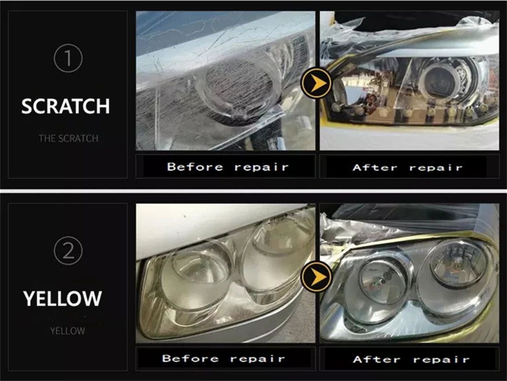 Car Headlight Restoration Polish Kit, 300ml