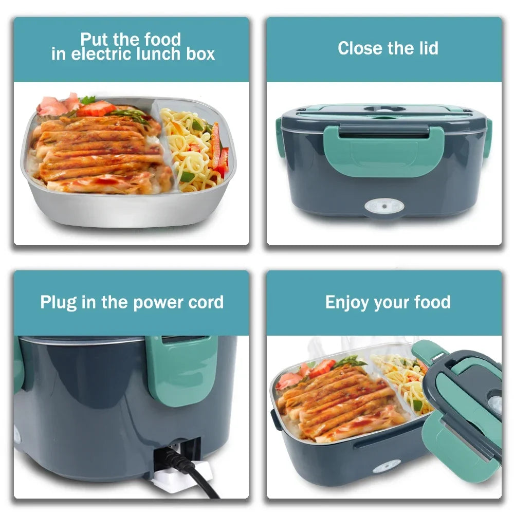 1.5L Portable Electric Lunch Box – 60W Food Warmer for Home & Car, Leak-Proof Design Keeps Meals Hot