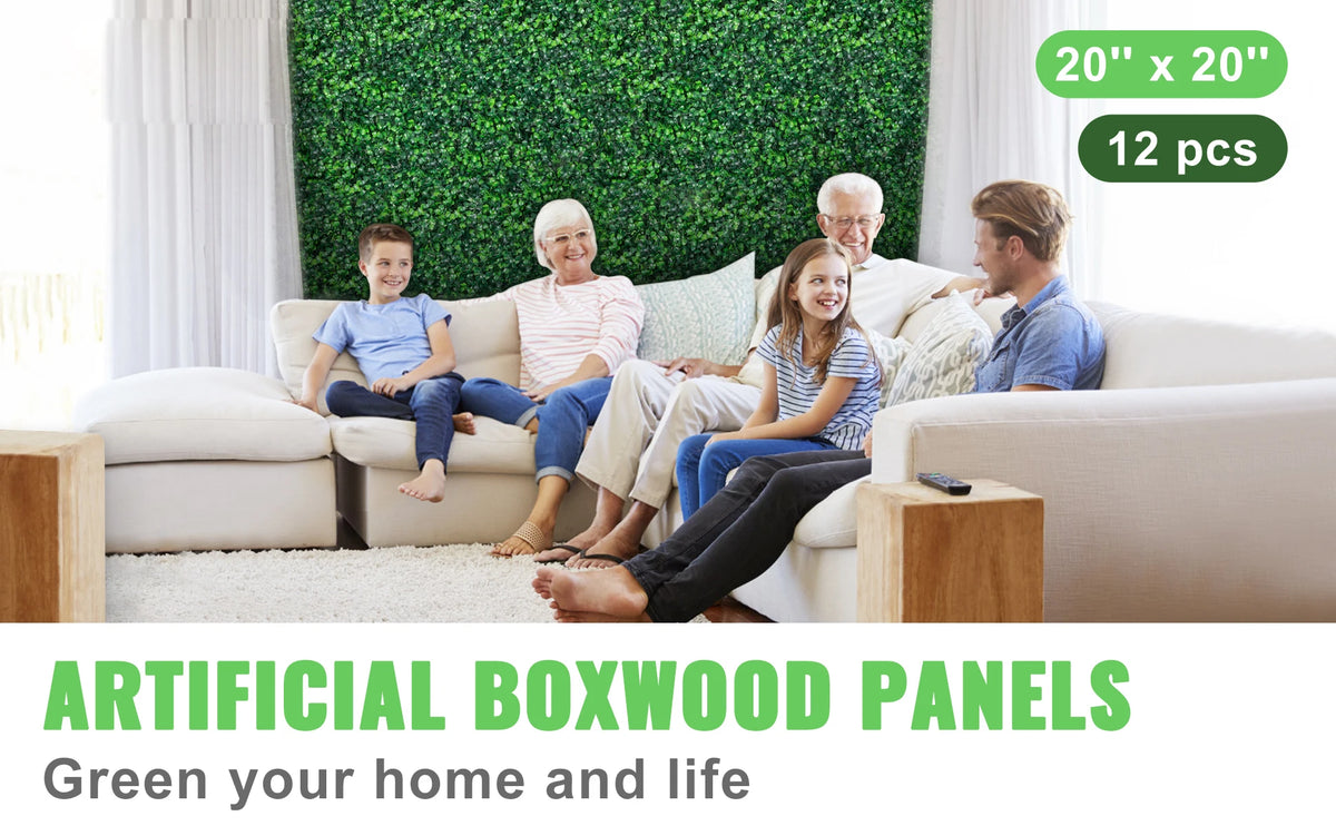 SucceBuy Artificial Plant Wall Decoration Boxwood Hedge Wall Panel Home Decor Fake Grass Backdrop Wall Privacy Hedge Screen