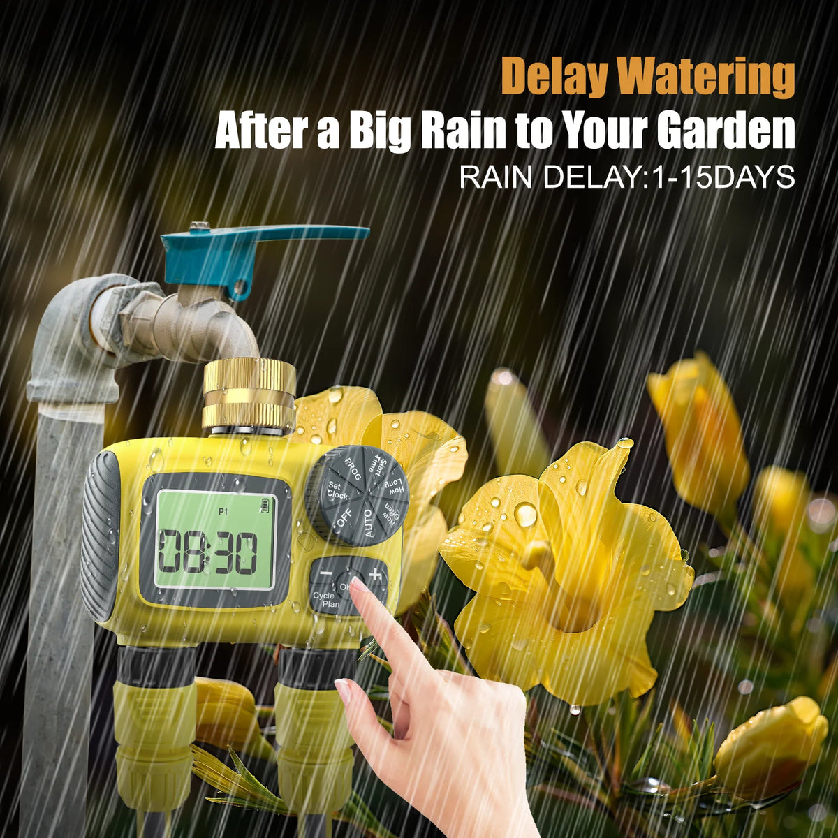 Dual Outlets Water Timer Home Garden Automatic Watering Irrigation System with Brass Inlet for Outdoor