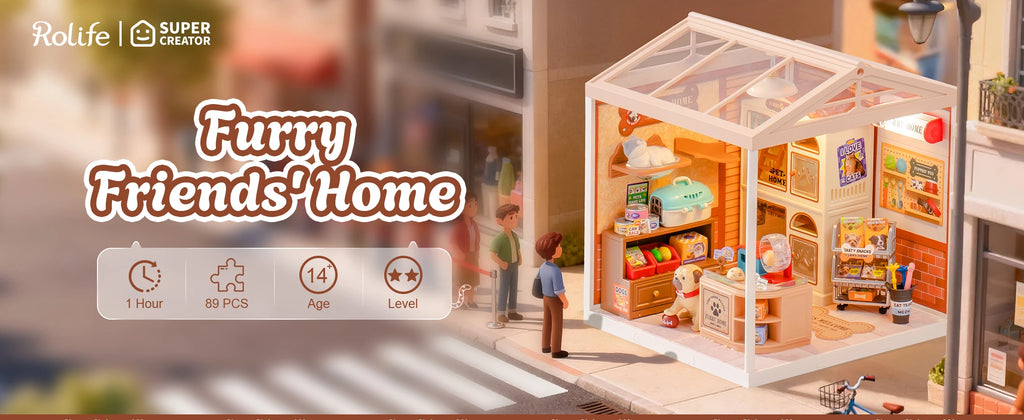 Rolife Dollhouse 3D Puzzle Super Creator Serious DIY Miniature House Kit with LED Light for Home Decor Birthday Gift for Girls Teens(DW026/27/28)