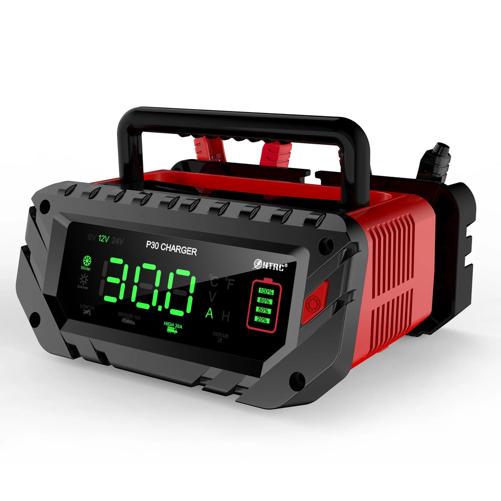 HTRC 30A/26A 6V/12V/24V Car Battery Charger for Motorcycle Lead-Acid SLA Gel Lithium LiFePo4 Portable Smart Battery Charger