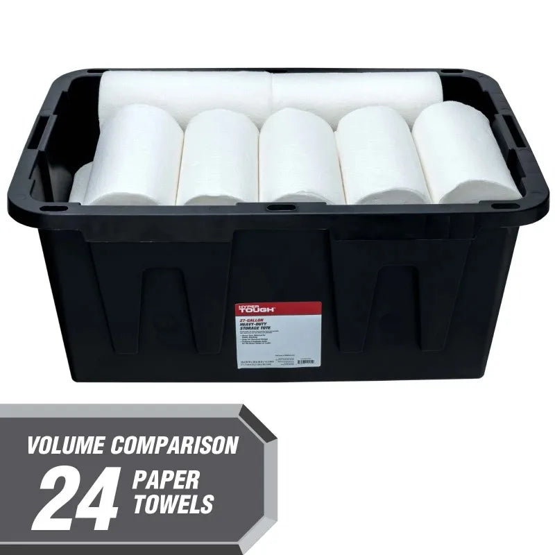 (6 pack/ 4pack) Large Storage Bin, 27 Gallon Plastic Storage Container with Snap-On Lid, Black and Red