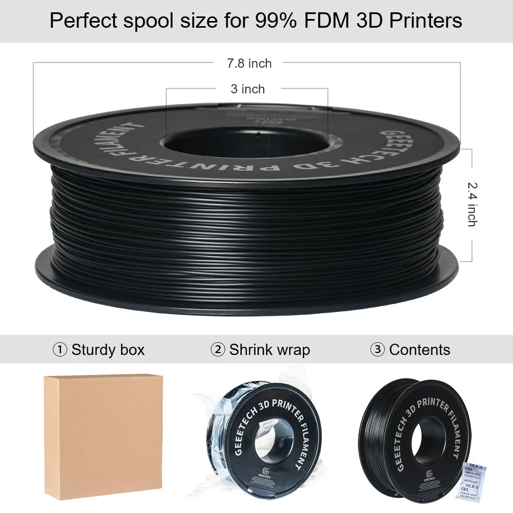 Geeetech Standard PLA Filament 1kg 1.75mm 3D Printer Plastic Material, Accuracy 0.03mm, Fit Most FDM Printer