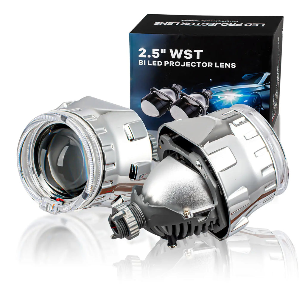 90W 2.5 Inch Angel Eyes Mini Bi Led Lens Universal Projectors For H4 H7 9005 9006 Car Headlights Retrofit Halo Mask Upgrad Kit