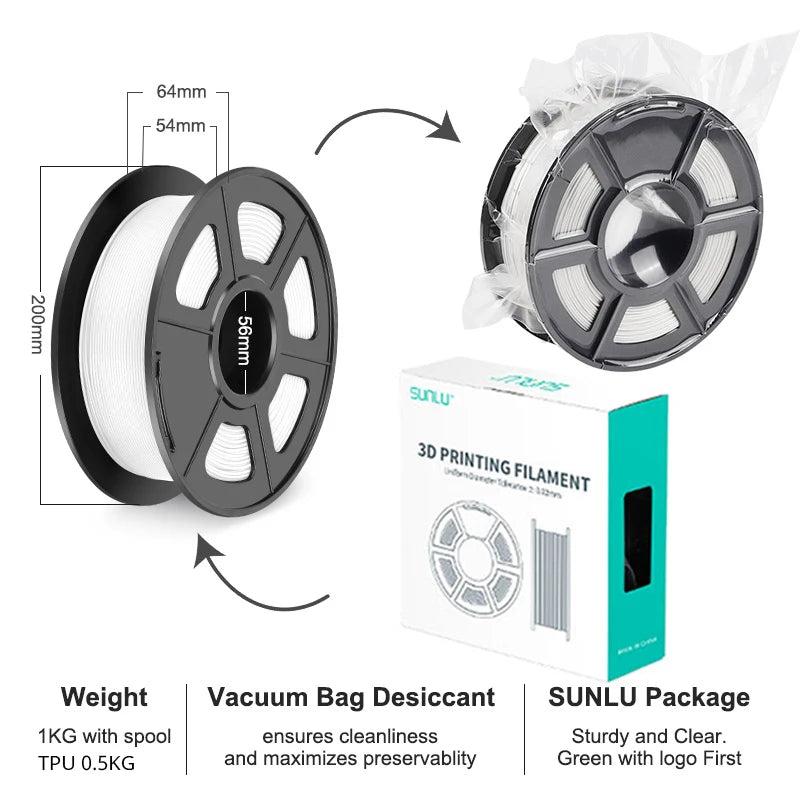 SUNLU PLA Plus 3D Printer Filament 1.75mm, 1kg Neatly Wound Tangle-Free Spool