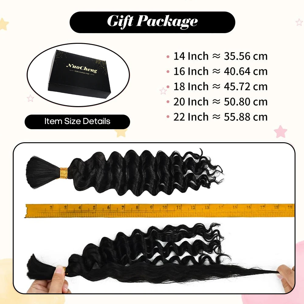 Deep Wave Human Braiding Hair for Boho Braids, 14"