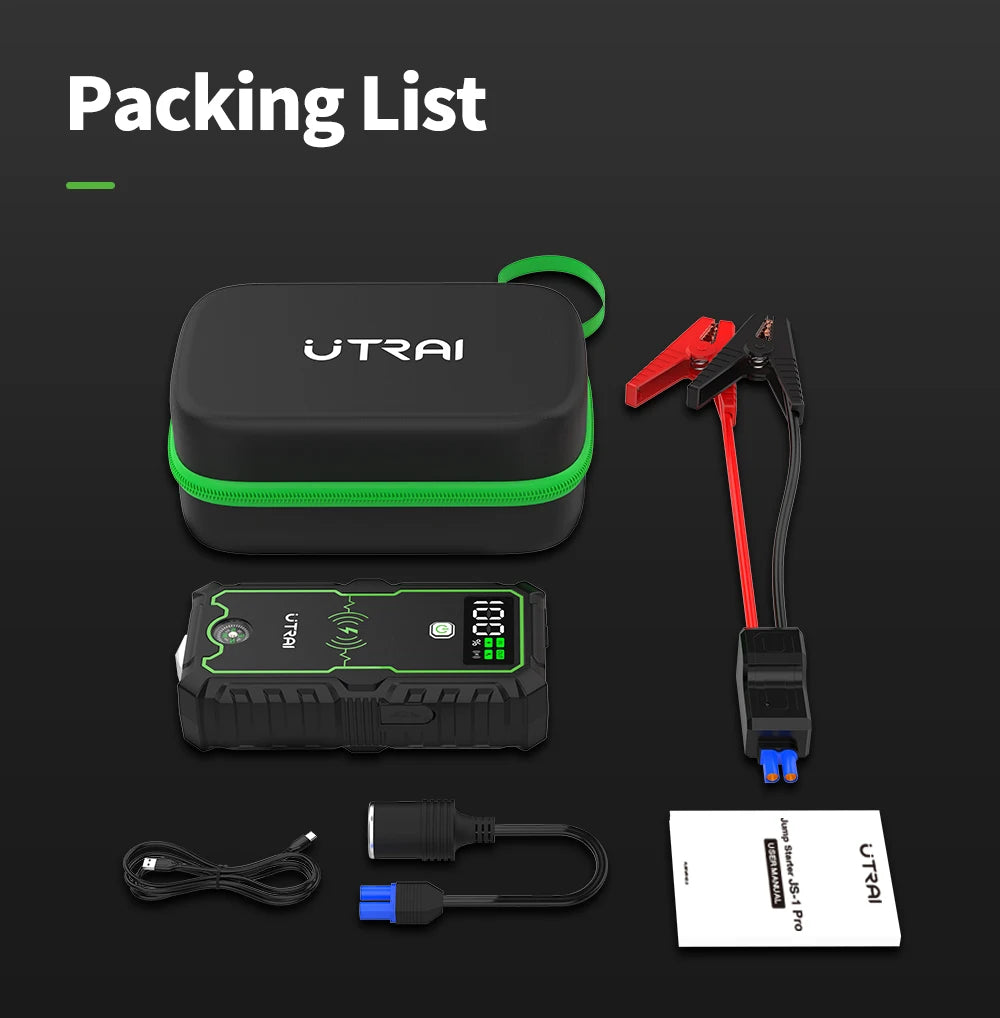 UTRAI Car Jump Starter 4000A Car Battery Starters 16000mAh Portable Power Bank 10W Wireless Charging Propulsion Booster For Car