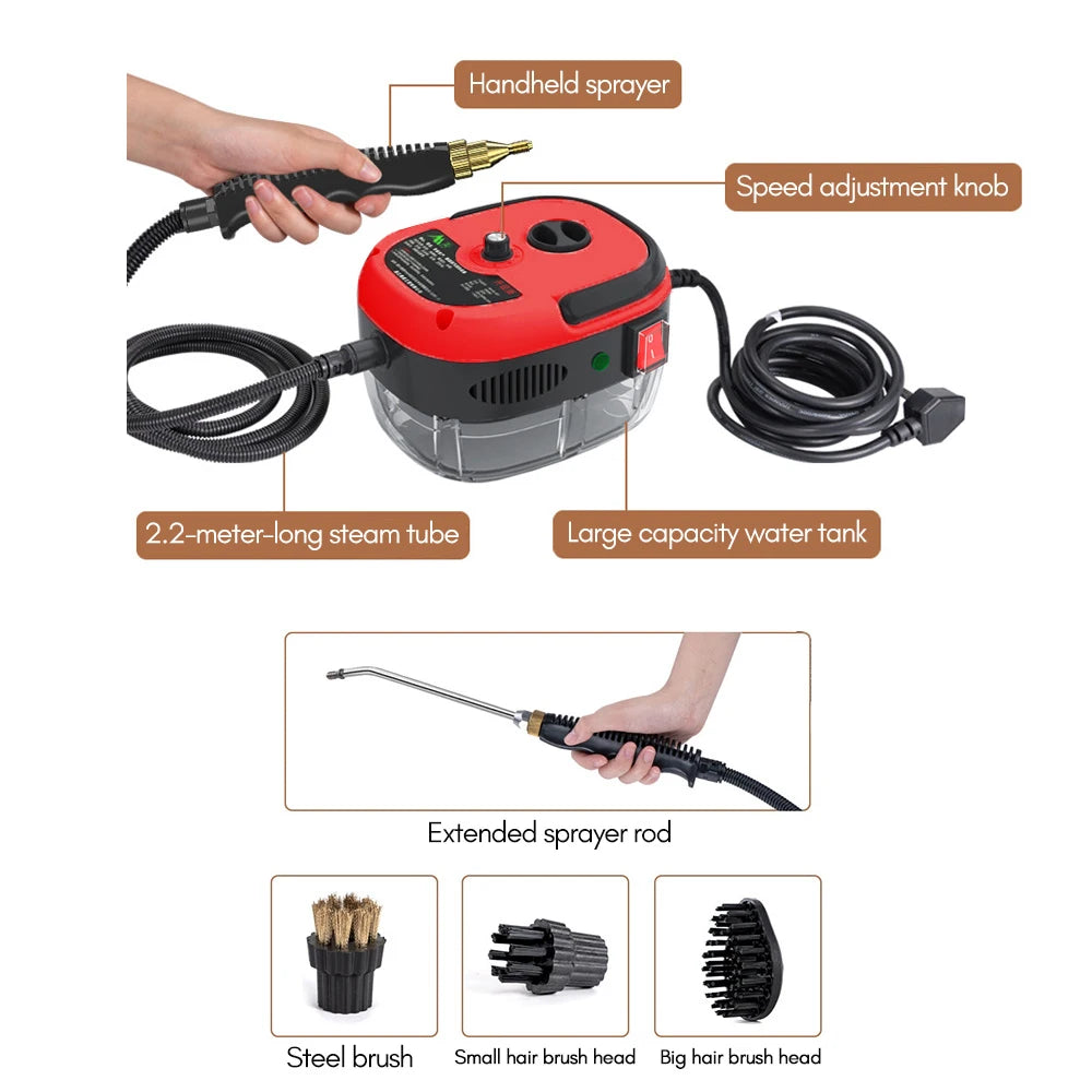 NEW 1500W Steam Cleaner for Car Cleaning Quick Heating High Temperature Steam Washer Portable Handheld Pressurized Steam Clean