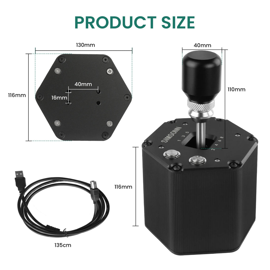 SIMSONN 6+R H Gear Shifter Compatible with Logitech G27 G29 G25 G920 For ETS2 Simracing Game Hall Sensor Sim Shift USB Connection to PC