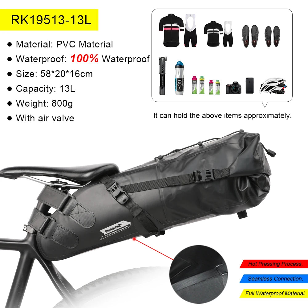 Bicycle Bag 5L-13L Full Waterproof Road Mountain Bike Cycling Rear Rack Bag Luggage Pannier Bike Saddle Accessories