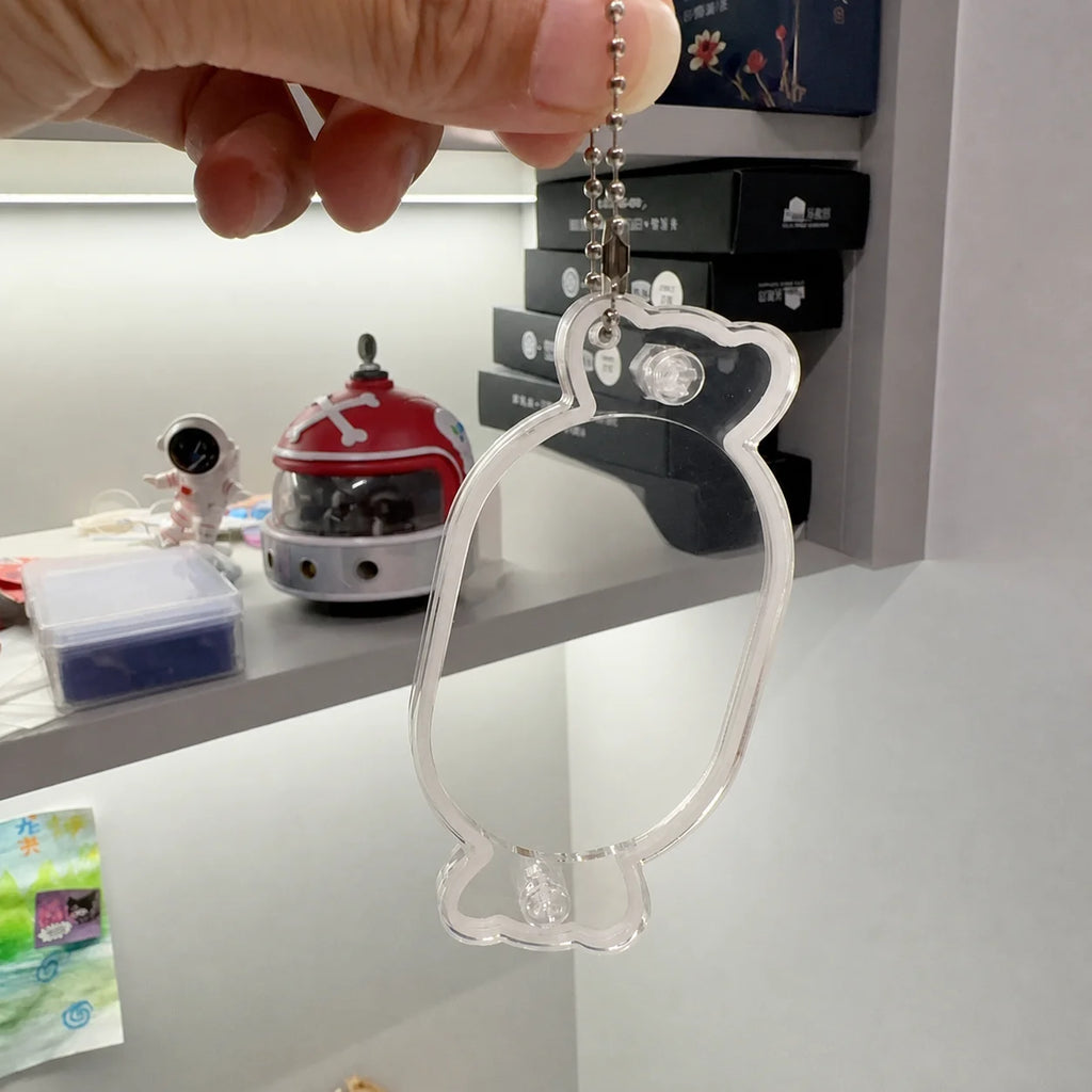 Candy Shape Acrylic Shaker Keychain Clear DIY Charm Pendant with Colored Edge Gift for Bag Keychain Jewelry Making