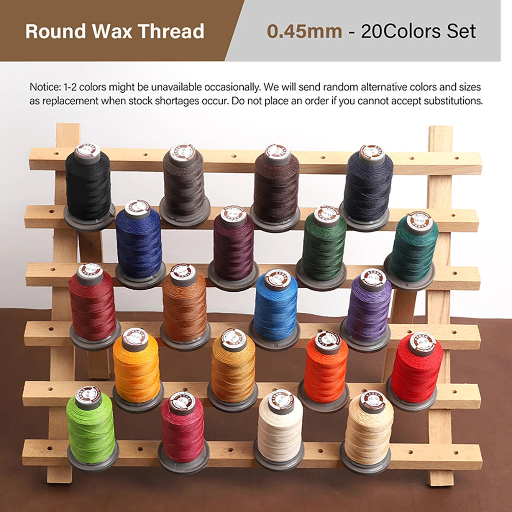 WUTA 1 Set 20 Pcs Leather Craft Thread Round Waxed Thread Polyester Hand Sewing Line High Quality DIY Leather Tools Work Cord