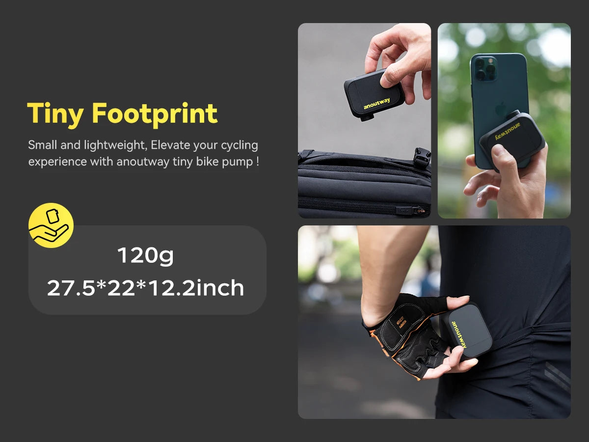 anoutway AT1 Electric Mini Pump for Bike Cordless Tier Inflator 120 PSI Max  450mAh 7.4V Battery 25Mins Fast Charging