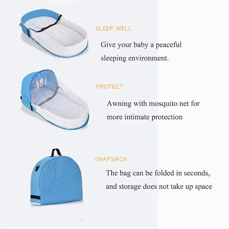Portable Foldable Baby Bassinet, Travel Crib Bed for Newborns