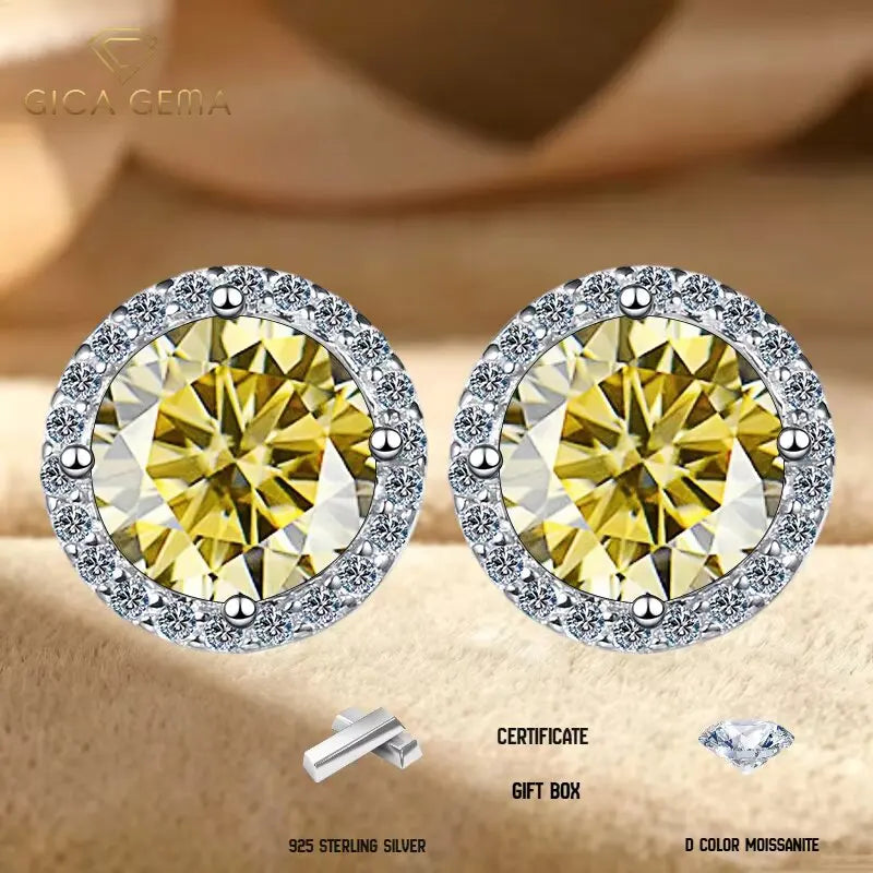 1CT*2 D VVS1 Multi-color Moissanite S925 Earrings Exquisite Jewelry for Women to Shine at Weddings and Parties GIFT Retro