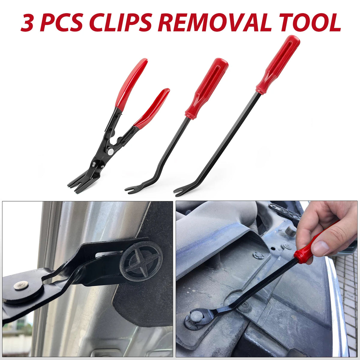 200Pcs Trim Removal Tool, Auto Push Pin Bumper Retainer Clip Set Fastener Terminal Remover Adhesive Cable Clips Round Handle Crowbar Kit Car Panel