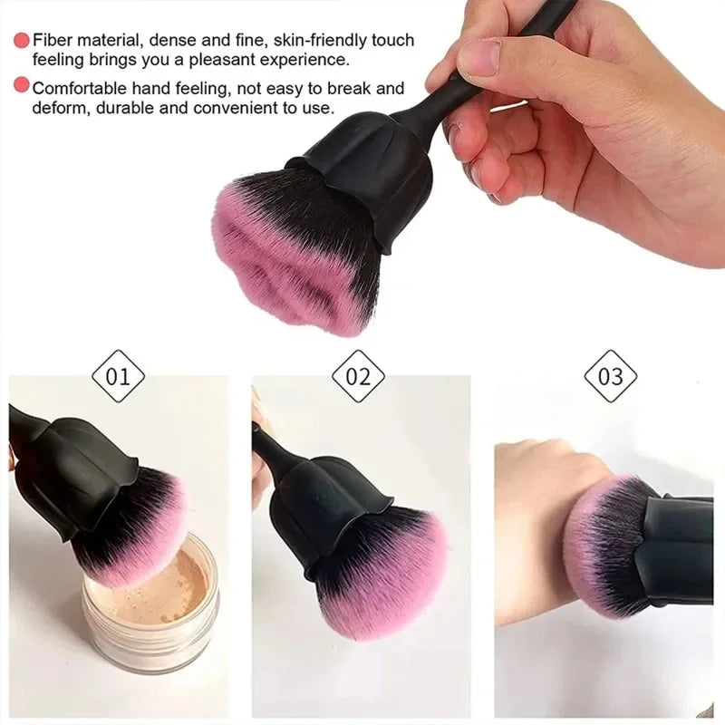 Fashion Rose Shaped Nail Brushes Women Manicure Nail Art Dust Brush Gel Polish Dust Cleaning Nail Brushes Tool Nail Supplies