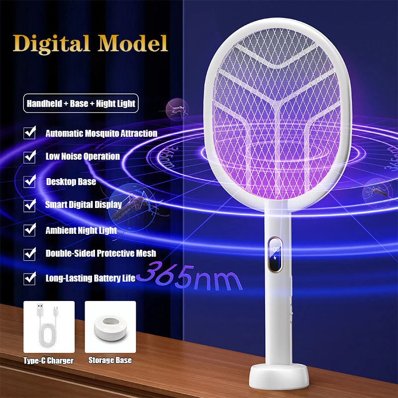 Upgraded 3000V Mosquito Swatter with TYPE-C Charging, 3 in 1 Electric Mosquito Swatter, Mosquito Killer Lamp