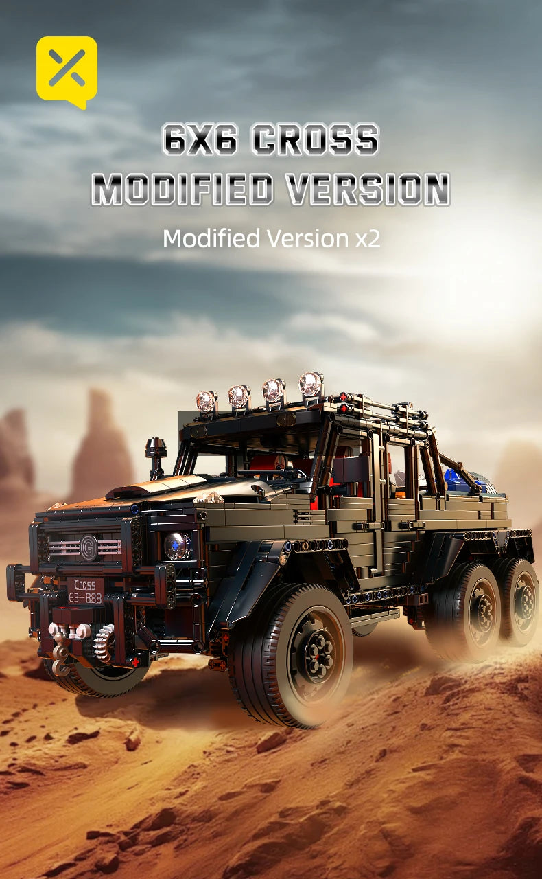 KAVOWORLD 6x6 Black Off-Road Truck Building Blocks Set 1:8 Pickup Truck Car Construction Kit DIY Bricks Toy Gift for Adults Teen