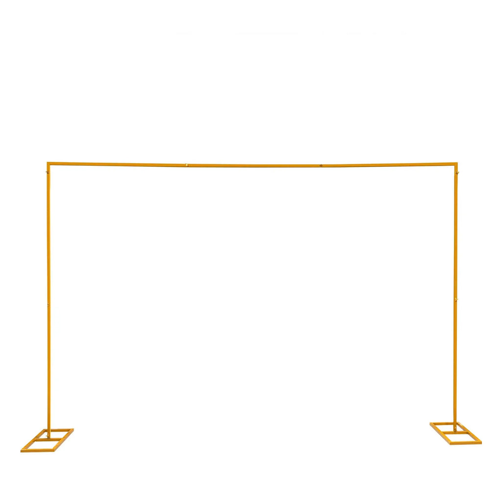 3m Adjustable Gold Square Wedding Arch Stand with Base, Heavy Duty Metal Backdrop Frame for Ceremony Party Decoration